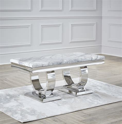 Niches Grey Coffee Table Arianna Marble Top Chrome 100 X 50 X 45 Cm