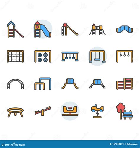 Playground Icon And Symbol Set In Color Outline Design Stock Vector