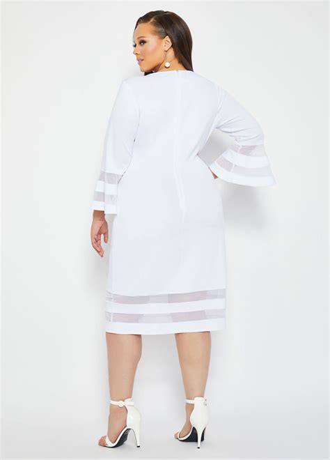 Mesh Bell Sleeve Sheath Dress In 2020 White A Line Dress Dresses Sheath Dress
