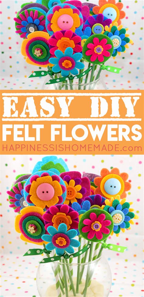 How to make a homemade mother's day gift. Quick & Easy Mother's Day Gift: Felt Flowers - Happiness is Homemade