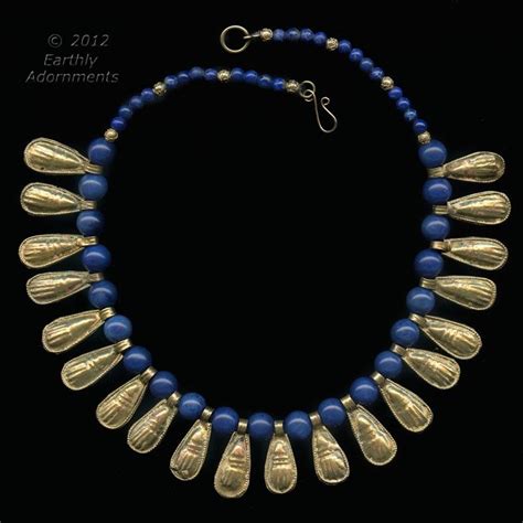 Ancient Egyptian Reproduction Necklace Of Lapis Lazuli Beads And