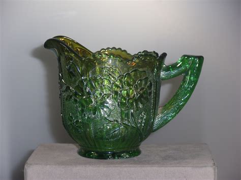 Imperial Glass Pansy Creamer Green Carnival Glass 1911 And 12 Collectors Weekly
