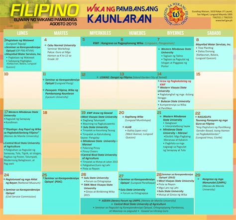 Plai Southern Tagalog Region Librarians Council Kalendaryo Ng 2015