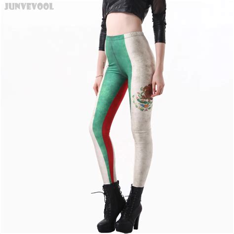Women Fitness Leggings Workout Joggings Sexy Mexico Flag Print Pants Women Gothic Punk White Red