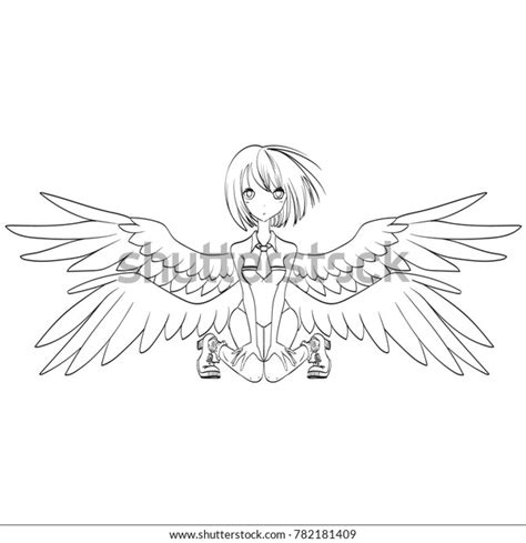 Anime Girl Wings Angel Illustration Vector のベクター画像素材（ロイヤリティフリー） 782181409