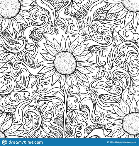 Intricate Sunflower Design Vector Illustration Decorative Design Stock