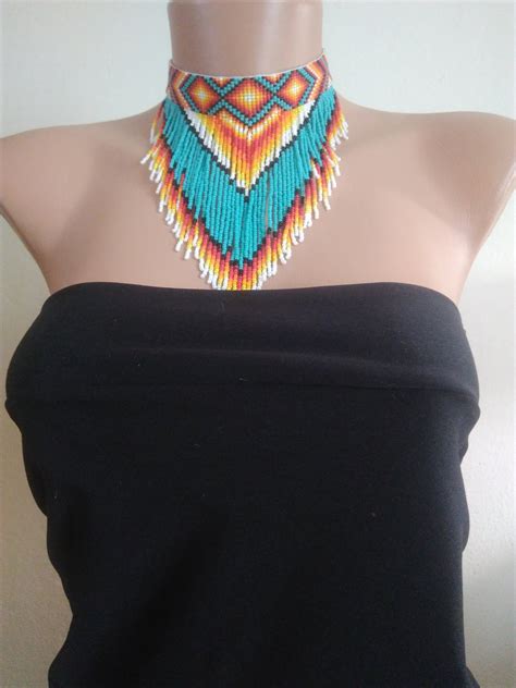 Native American STYLE Beaded Choker Necklace Beads Choker Etsy