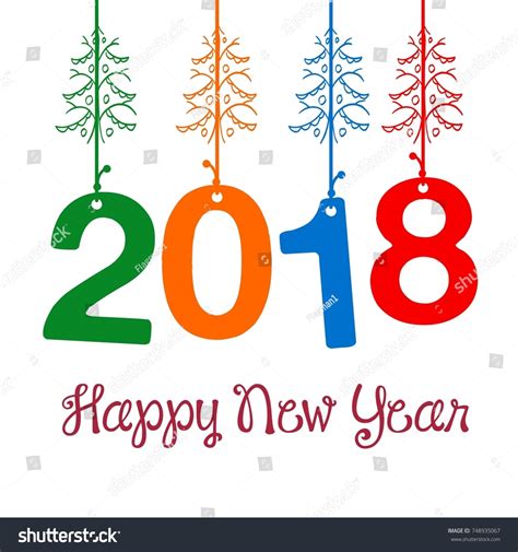 Happy New Year 2018 Vector Vintage Stock Vector 748935067 Shutterstock