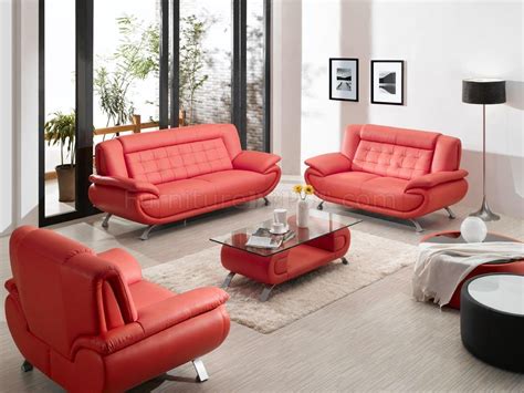 Shop our red modern coffee table selection from top sellers and makers around the world. Red Bonded Leather Modern 3Pc Sofa Set w/Coffee Table