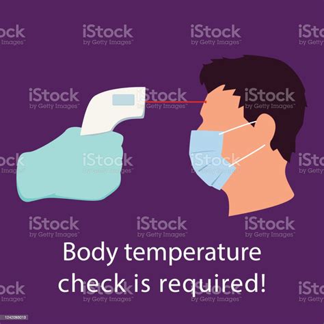 Simple Flat Design Showing Body Temperature Check Sign Stock