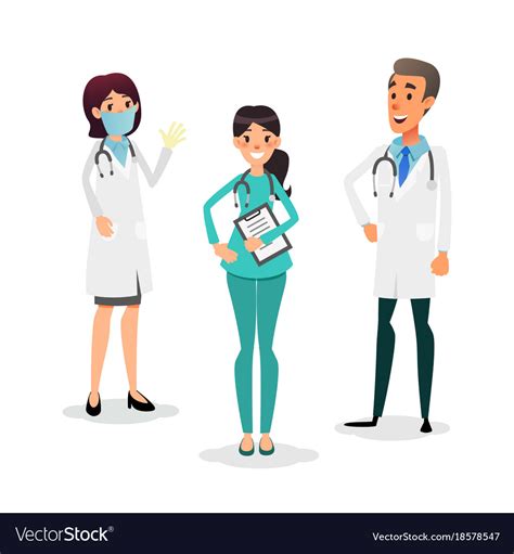 Doctors And Nurses Team Cartoon Medical Staff Vector Image