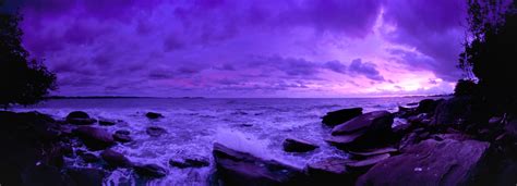 Purple Beach Sunset HD Wallpaper | Background Image | 3319x1200