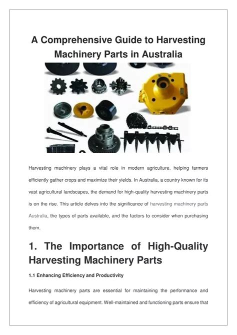 Ppt A Comprehensive Guide To Harvesting Machinery Parts In Australia
