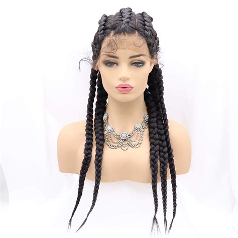 buy xiweiya twist dutch braids long black lace front braids wig 5 braids box braids cornrow