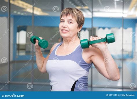 Pretty Senior Woman Exercising In Gym Stock Image Image Of Action