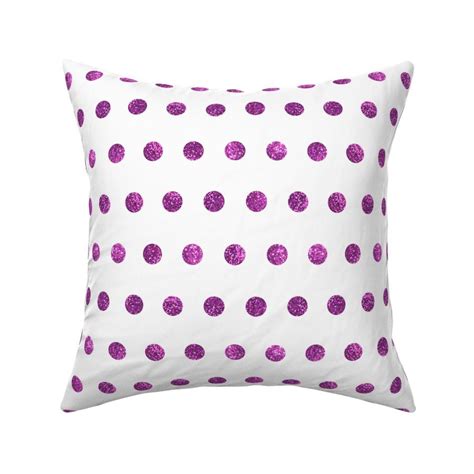 Hot Pink Glitter Polka Dots In White Fabric Spoonflower