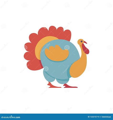 big colorful turkey in flat style isolated on white background stock vector illustration of
