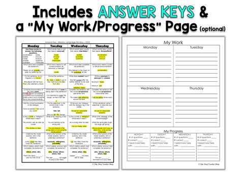 One Stop Teacher Shop Weekly Language Review Q1 4