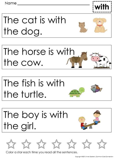 Kindergarten High Frequency Sight Word Practice Sentences And Guided