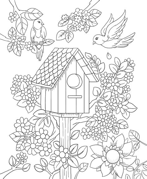 Bird House Coloring Pages - Coloring Home