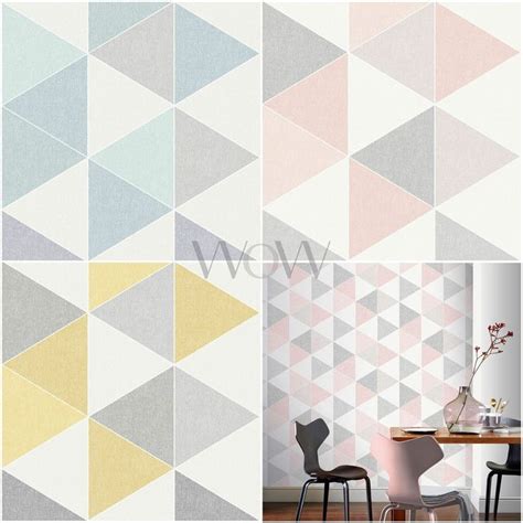 Arthouse Scandi Triangle Wallpaper Geometric Pastel Colours Ebay In