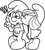 Coloring Smurfs Smurf Pages Drawing Girl Glasses Kiss Girls Getdrawings Adult Choose Board sketch template