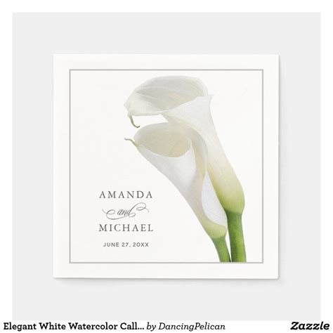 Elegant White Watercolor Calla Lilies Wedding Napkins Zazzle Com