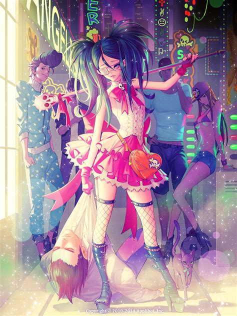 Wallpaper Illustration Long Hair Anime Girls Legs Weapon Punk Eye Patch Screenshot