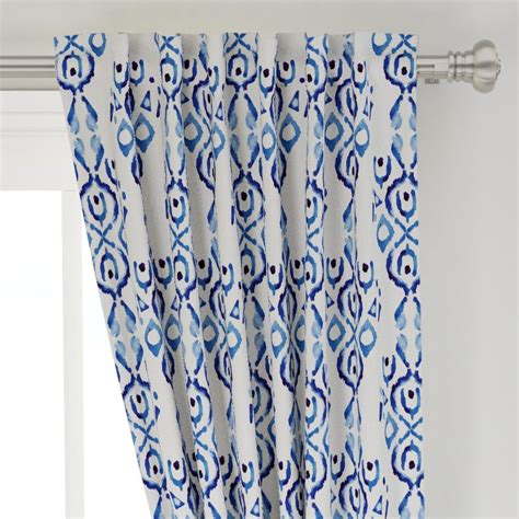 17 10v Blue Indigo Ikat Curtain Panel Boho Curtains Panel Curtains