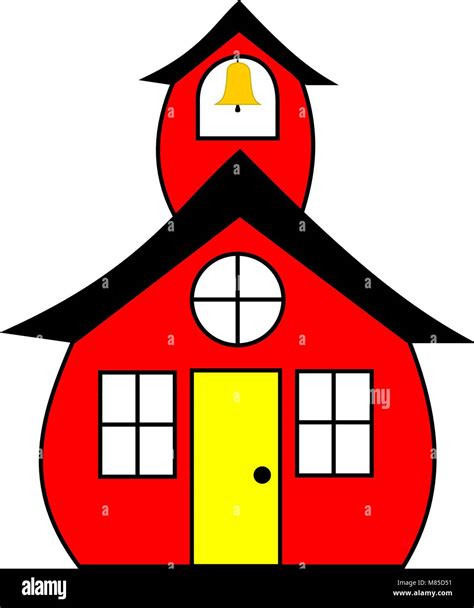 A Red Schoolhouse With A Bell Stock Vector Image And Art Alamy
