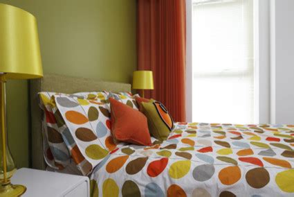 retro green  orange bedroom modern bedroom london