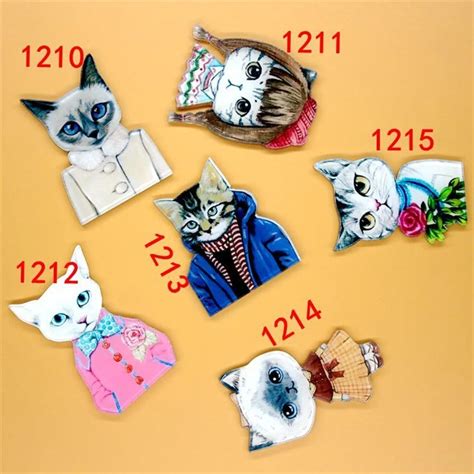1 Pc Cartoon Funny Acrylic Brooches Animals Cat Meowers Badge Brooches