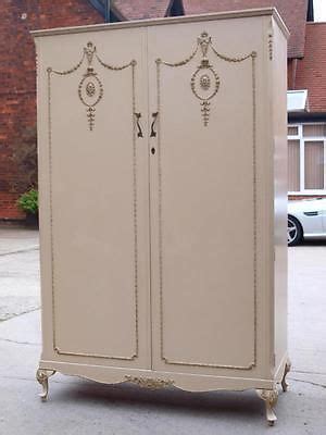 French furniture, stunning white bedside table, chest of drawers, wardrobe, bed. Louis XV Style Cream Painted Ladies Double Wardrobe ...