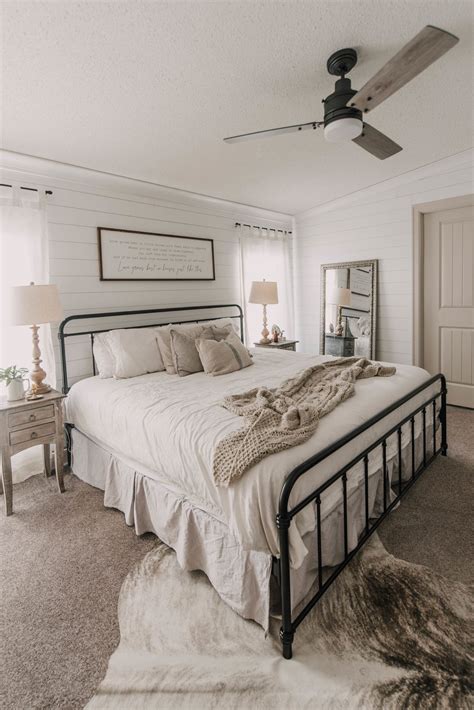 To transform this plain bedroom, the homeowners decided to tear down the dropped ceiling and basic wallpaper. DIY Farmhouse Bedroom Makeover (Mobile Home Renovation ...