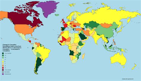 New zealand shares the first place with. Change in Corruption Perceptions Index score from 2018 to ...