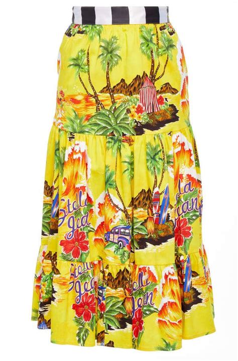 Stella Jean Tiered Hawaiian Long Skirt