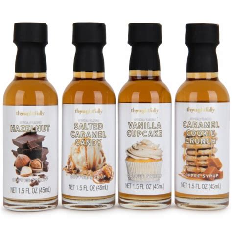 Thoughtfully Gourmet Coffee Syrup Gift Set Flavors Include Hazelnut
