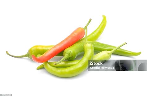 Green Chili Peppers Isolated On White Background Stock Photo Download