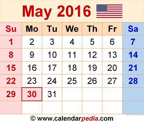 Printable May 2016 Calendar Calendar Printables Print