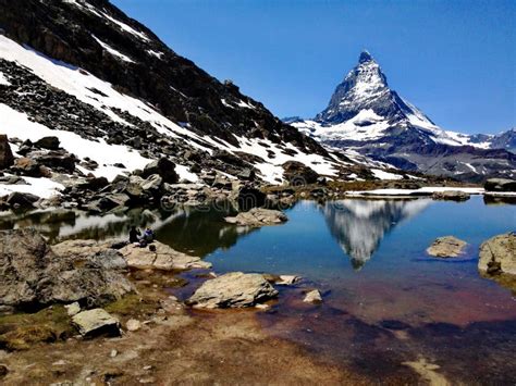 Matterhorn Peak Reflection In Summer At Riffelsee Lake Gornergrat