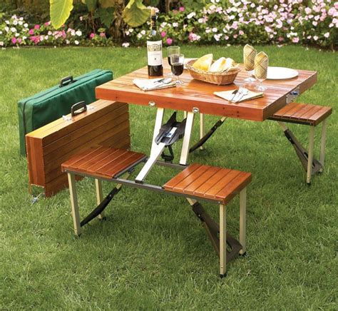 Outdoor small folding table with you wherever you go. Super Portable Picnic Table Folds Down To a Briefcase For ...