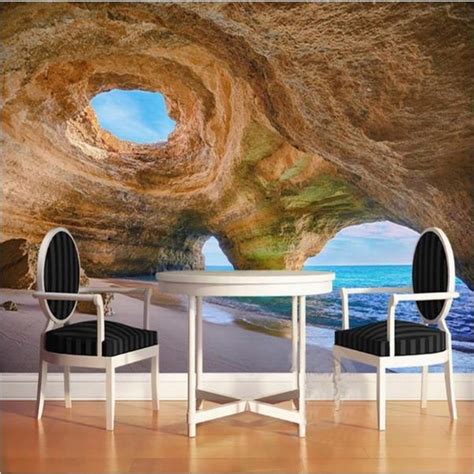 Customized 3d Mural Beach Reef Cave Wallpaper For Living Room Bedroom Beddingandbeyondclub