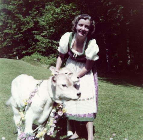 Mary Burke With Brown Swiss Calves Photograph Wisconsin Historical