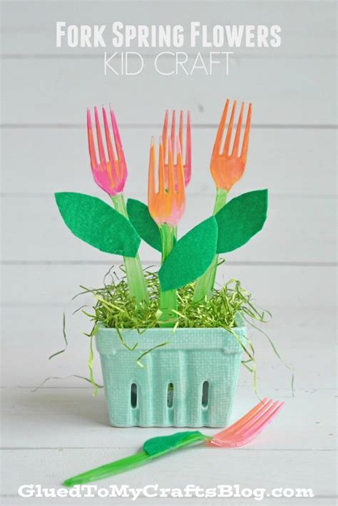 Plastic Fork Spring Flowers Kid Craft Crafts For Kids Spring