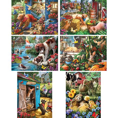 Set Of 6 Larry Jones 300 Large Piece Jigsaw Puzzles Bits And Pieces