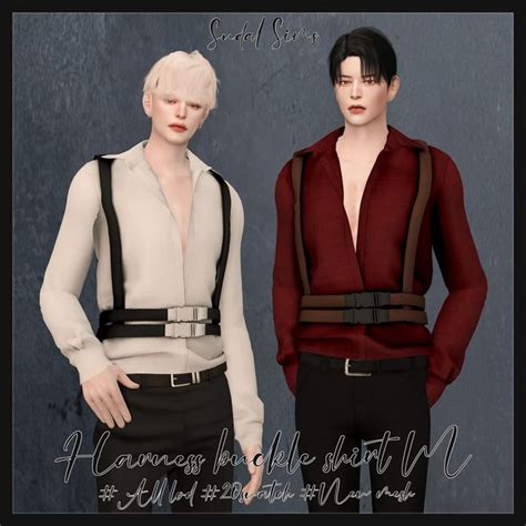 Sudal Harness Buckle Shirt M Sudal Sims On Patreon Sims Sims 4