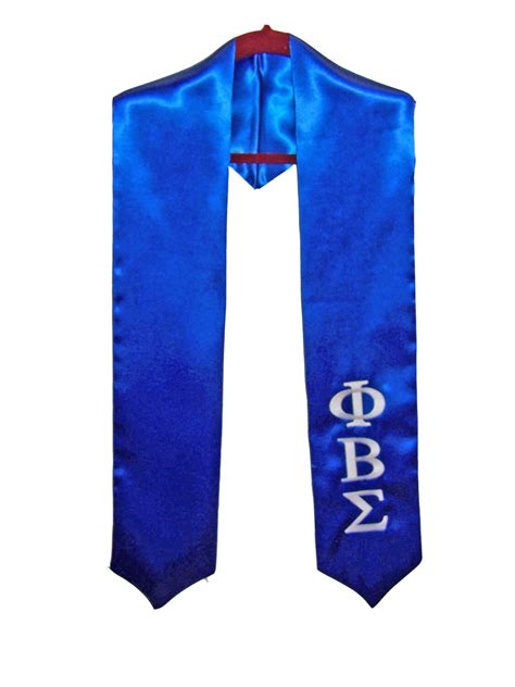 Royal Blue Satin Graduation Stole Wgreek Letter Embroidery Etsy