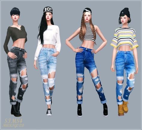 Sims4 Marigold Roll Up Destroyed Jeans • Sims 4 Downloads