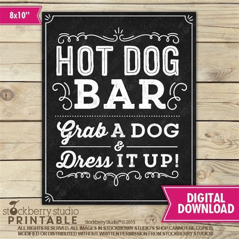 Hot Dog Bar Sign Build Your Own Hot Dog Sign Hot Dog Party Etsy