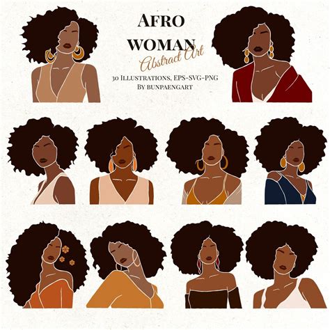 Abstract Woman Clipart Afro Woman Svg Black Afro Woman Svg Clip Art